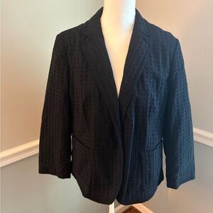 Ann Taylor Eyelet Newbury Blazer – Black – Size 16P